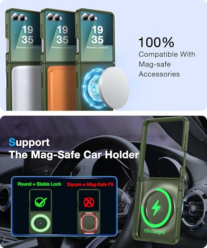 Image of Galaxy Z Flip 7 MagSafe Case, Military Drop Tested, Translucent Matte Silicone Bumper, Anti-Fingerprint, Slim, Grass Green
