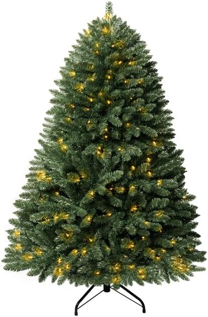 Miniatura 5 de Naomi Home Árbol de Navidad artificial de 4.5 pies con luces, pícea realista, preiluminado, con 674 puntas de ramas, 250 luces cálidas y soporte de