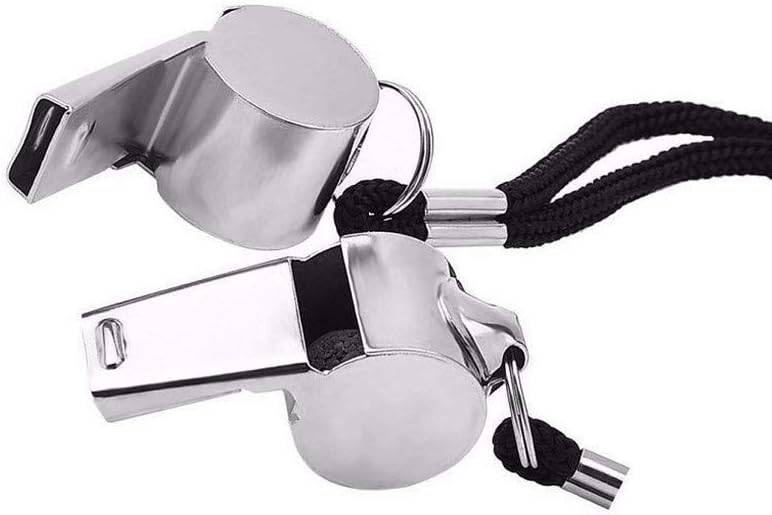 Metal Referee, 2 PCS Stainless Steel Coach Whistle - Extra Loud Whistle with Lanyard for School PE, Soccer, Ball Sports For Facial Care, Hair Care, Scalp Care Products_AB