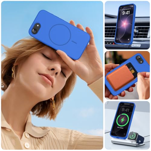 Image of Miracase Magnetic for iPhone 17e Case & iPhone 16e Case, [Soft Anti-Scratch Microfiber Lining], Compatible with MagSafe, Silicone Shockproof Protection Phone Case for iPhone 17e /16e, Blue