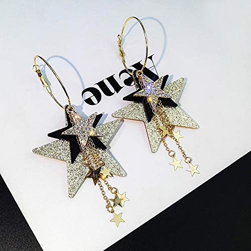 Missgrace Bohemian Vintage Dangle Gold Tassel Star Earrings Retro Rhinestone Earrings Boho Dangle Drop Earrings For Women Girls (Style 6) #TOP4