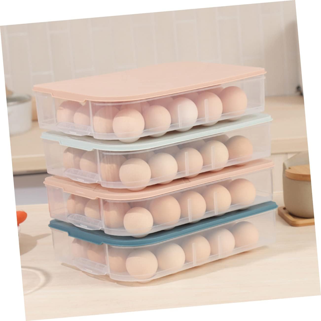 3pcs Egg Keeper for Refrigerator Stackable Egg Storage Boxes Non-slip Organizers Lid
