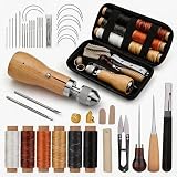Sewing Awl Kit, Portable Tool Stitching Leather...