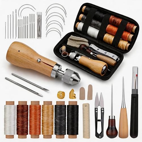 Sewing Awl Kit, Portable Tool Stitching Leather Sewing Thread, Waxed
