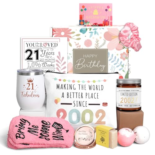21st Birthday Gifts for Her Women Happy 21st Birthday 21 Years Old Gift Baskets for Best Friends Sisters Daughter 21 and Fabulous Gifts for Her Gifts for 21st Birthday Female Born in 2002 Gifts