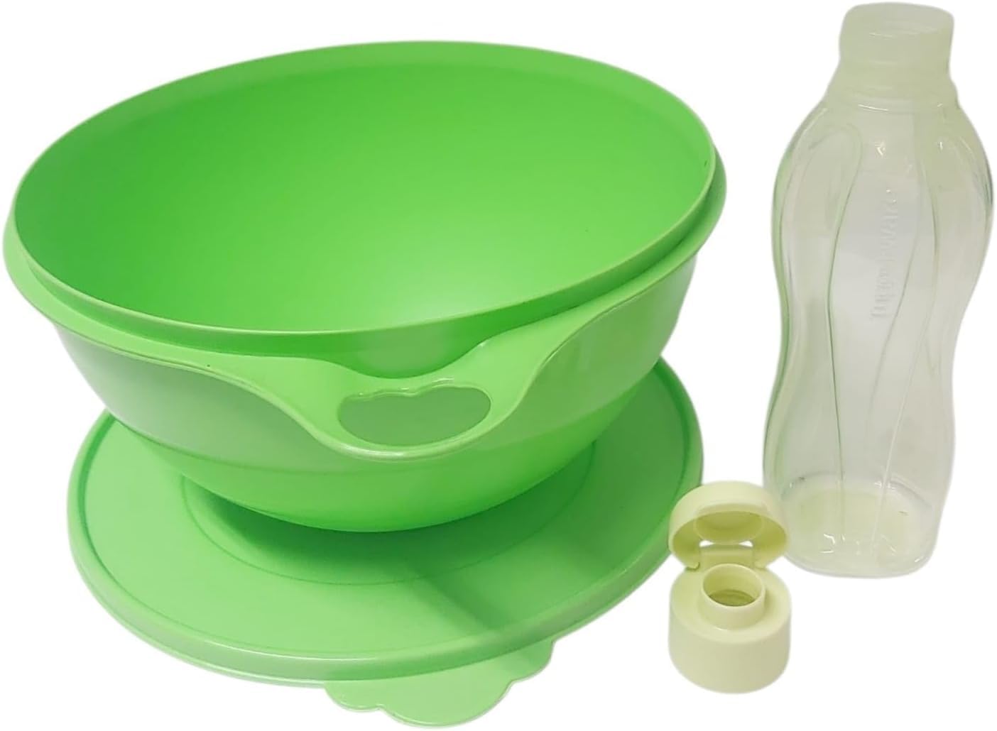 Tupperware EcoEasy Trinkflasche 0,5 Liter Lime + SIGNORA WARE Rühr- & Salatschüssel 5,0 Liter Grün mit Deckel – BPA-freies Küchen-Set für Salat, Hefeteig & Aufbewahrung