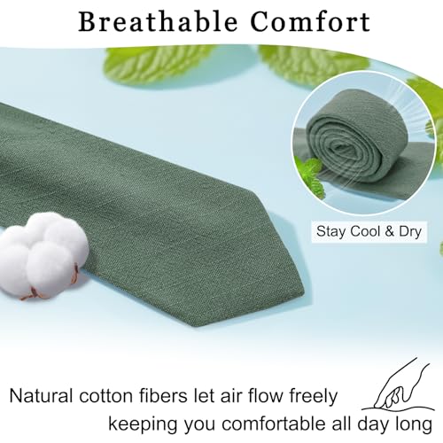 Image of Cotton Ties for Men Solid Color Skinny Tie Mens Necktie for Wedding Graduation Formal Dinner