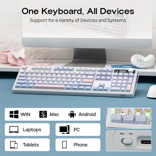 EPOMAKER TH108 V2 PRO Wireless Gaming Keyboard with TFT Screen&Knob, 10000mAh, RGB, 2.4Ghz/BT/USB-C, PBT Keycap, Custom Driver, Full Size Wireless Mechanical Keyboard (Blue, Creamy Jade) - 5