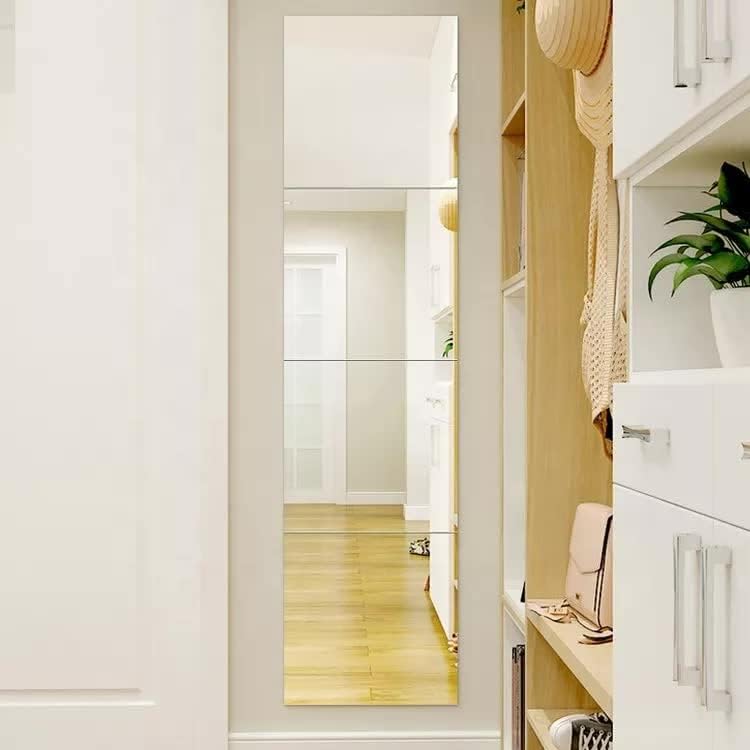 Bnezz 4 Big Square Silver Mirror For Wall Stickers Large Size(15X15)Cm Acrylic Mirror Wall Decor Sticker For Bathroom Mirror|Bedroom|Living Room Decoration Items(D-4Verybigsquaresilver)Unframed