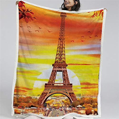 Blanket Sherpa Wolldecke Cloudy Sonnenaufgang Rosa Decke Bettwäsche 3D-Druck Schöne Mikrofaser Bett Decke 3D Animal (Color : Yellow, Size :