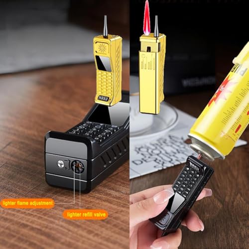 Encendedor Vintage estilo teléfono negro retro a butano miniatura 2