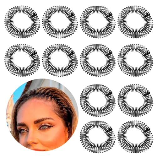 Kit 12 Tiaras Bell Preta Acessório Penteado de Cabelo (Preto)