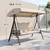 Outsunny 3-Seat Patio Swing Chair, Outdoor Porch Swing Glider with Adjustable Canopy, Removable Cushion, Pillows and Side Trays, for Garden, Poolside, Backyard, Beige