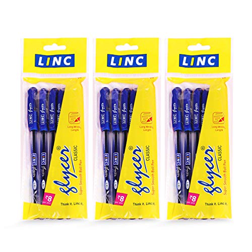 Image of Linc Glycer (0.6 mm) Ball Pen, Black, (15pcs) Glycer (0.7 mm) Ball Pen, Blue, 15 pcs