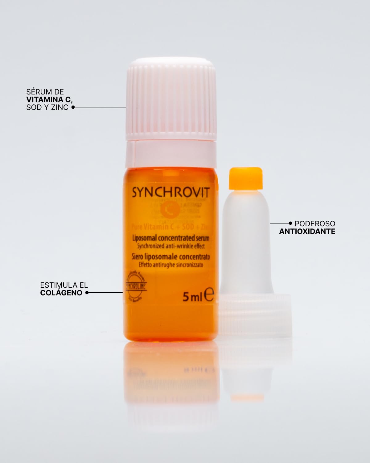 Synchroline - Synchrovit C Sérum Anti-Edad Concentrado 6X5 Ml con Vitamina C Ácido Hialurónico y Lactato de Zinc Acción Antiedad Iluminadora, Made In Italy