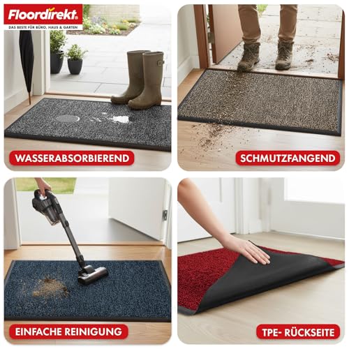 Floordirekt Schmutzfangmatte Space 205 – Rutschfeste Fußmatte mit innovativer TPE-Technologie in Rand und Rückseite – Ideal für Eingänge, Flur und Haustür – Anthrazit – 90x120 cm