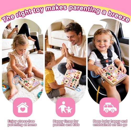 Image of Grarain Busy Board for Toddlers - Montessori Educational Toy for 1-3 Year Old Boys & Girls | Travel-Friendly Sensory Learning Activity | Ideal for Kids with Autism(Unicorn Busy Board)