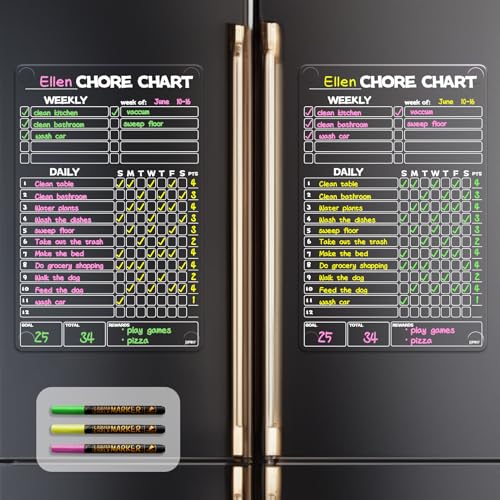 JJPRO Non-Magnetic Dry Erase Chore Chart for Fridge, 8.5