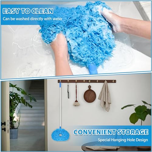 Image of Ceiling Fan Blade Cleaner Reusable Microfiber Ceiling Fan Duster with Extension Pole Adjusts 13 to 50 Inch Washable Duster Cleaning for High Ceiling Fan,Window Top,Furniture, Blinds (Blue)