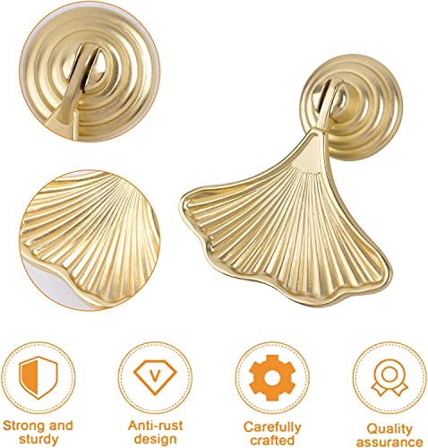 SYZOW Ginkgo Leaf Shape Knob Handles, 6PCS Golden Drop Pendant Pull Handle - Image 4