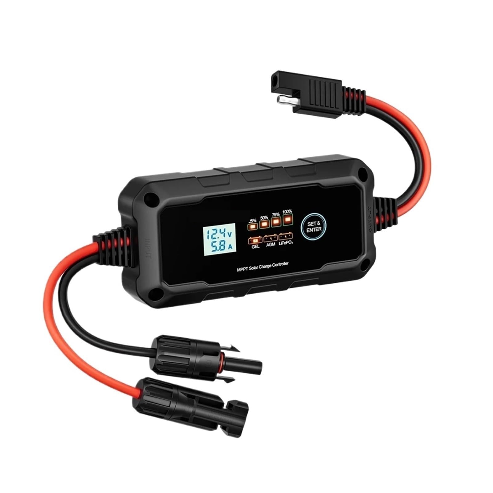Solar Charge Controller, 10A 12V BateriaPower MPPT Solar Charge Controller ，Solar Panel Regulator Compatible With Sealed Flooded Gel AGM Battery