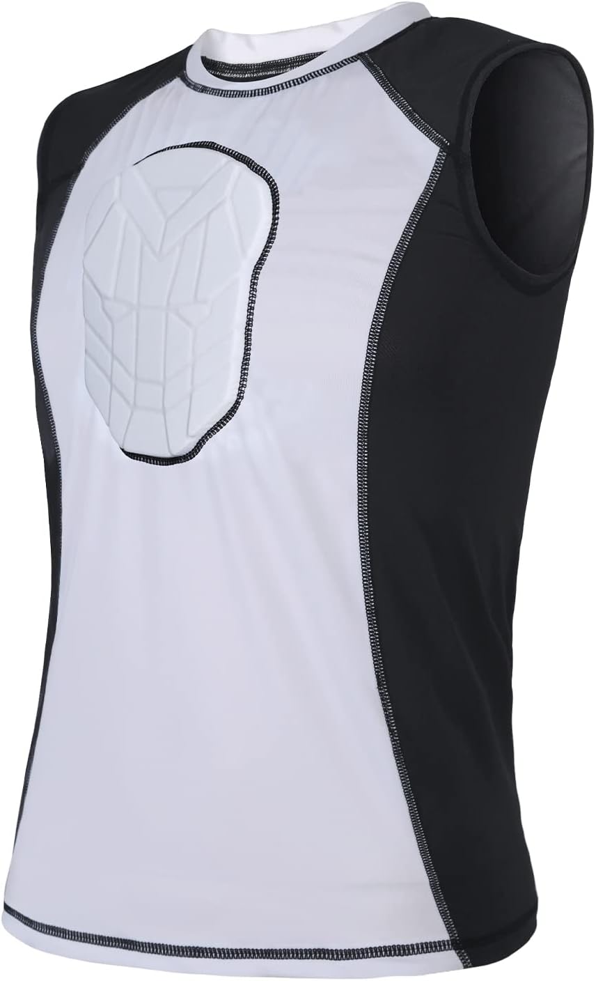 Padded Compression Shirt Chest Protector Heart Guard Sternum Protective Vest for Football Baseball