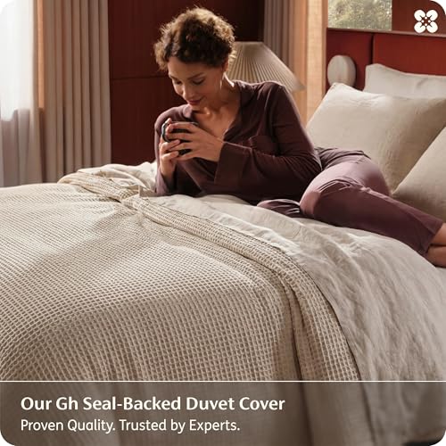 Image of Bedsure Cotton Duvet Cover Queen Size - 100% Cotton Waffle Weave Khaki Duvet Cover, PureWoven Textured Breathable Bedding Comforter Cover for All Season, Includes 1 Duvet Cover 90 inchx90 inch