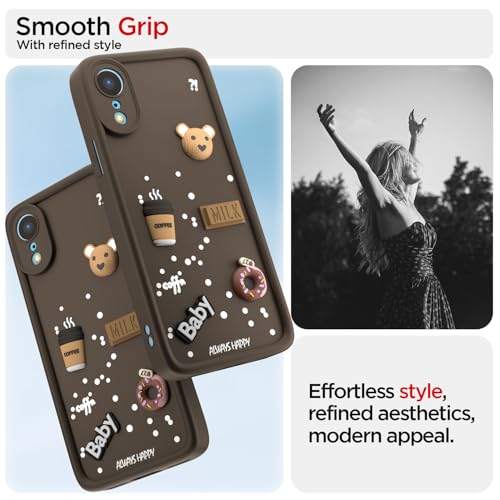Image of Pikkme Back Cover for iPhone XR | Cute Fun Cartoon 3D Bear Silicone Full Body Protection Bumper Cover (Brown)