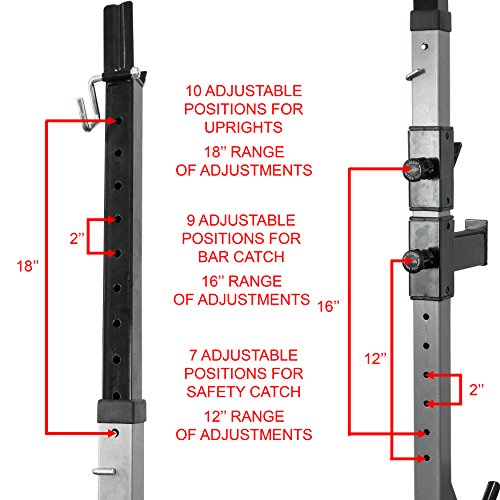 Valor Fitness BD-9 Independent Power Squat Stands with Adjustable Uprights, J-Hooks, Bar Catches, and Safety Catches