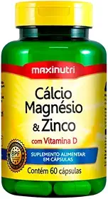 Cálcio, Magnésio e Zinco c/ Vit. D 600mg - 60 Cáps., Maxinutri