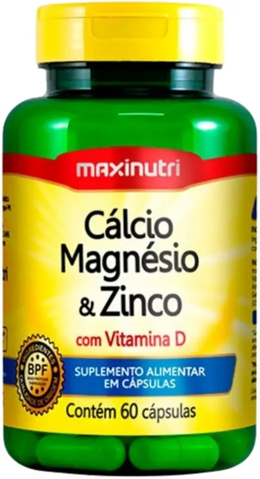Cálcio, Magnésio e Zinco c/ Vit. D 600mg - 60 Cáps., Maxinutri