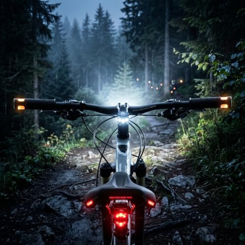 Puños de manillar LED para bicicleta con bocina recargable USB-C de 22mm 5