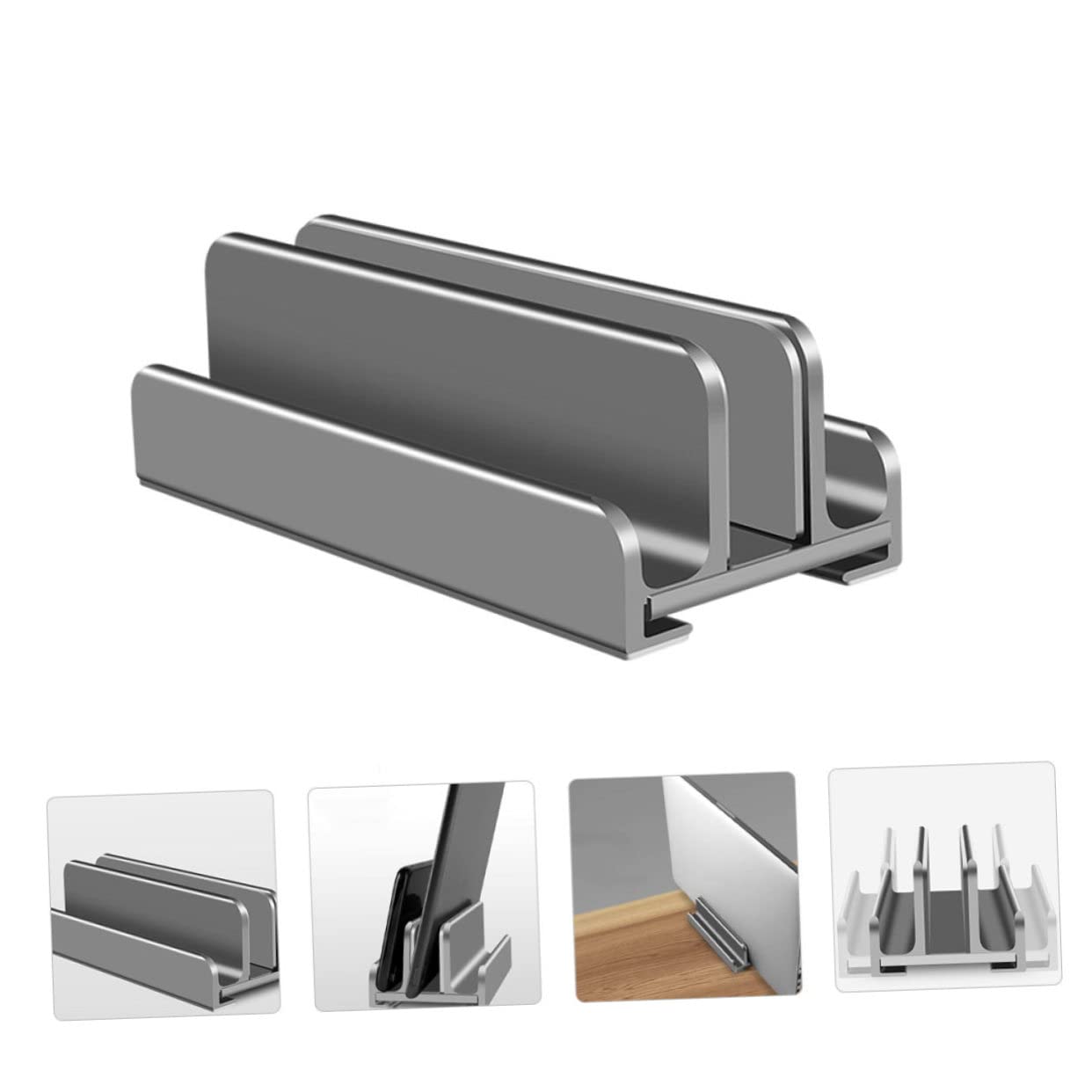 Angoily 2 Piezas Estante De Almacenamiento para Portátiles Organizador De Laptop Aluminio Estante De La Computadora Portátil Soporte para Laptop De Oficina Extensor Grey Gel De Sílice