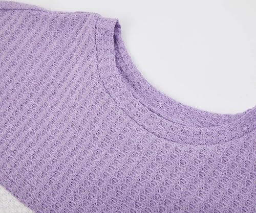 Image of Girls Waffle Colorblock Tie Top Long Sleeve Casua T Shirt Knit Tunic