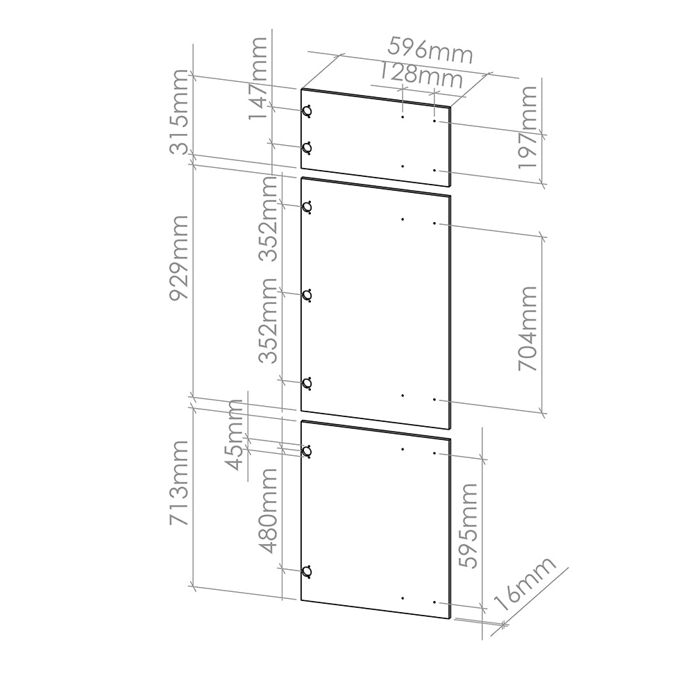 Vicco Küchenfront R-Line, Schwarz Hochglanz, 59.6 x 196 cm | Möbelfront für den Kühlumbauschrank, passend für R-Line Küchenschränke zur einfachen Montage