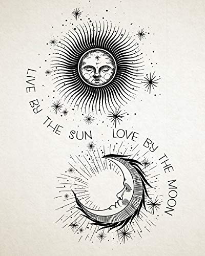 Cuadro celestial Live By The Sun Love By The Moon en color marfil de 30x40