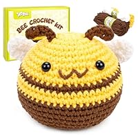 Yeezhee Crochet Kit for Beginners - Crochet Animal Kit with Step-by-Step Video Tutorials,Beginner Knitting Kit for Adults and Kids, Learn to Craft DIY Crocheting Kit (Bee)