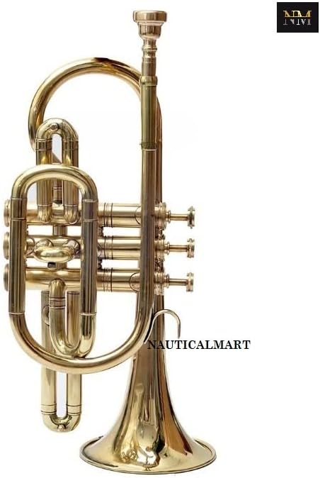 Eastar Bb Personalized Brass Cornet Stylish Musical Instrument Tuner Cornet Mouthpiece with Carrying Case (Brass Finish)