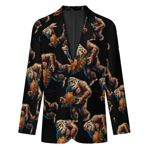 Bigfoot Turkey Food Men's Suits Dress Business Formal Suit Print Jackets Coat for Wedding Party4