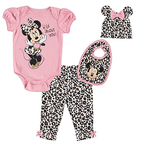 Disney Minnie Mouse Baby Girls Layette Set: Bodysuit Pants Hat Bib Pink 18 Months