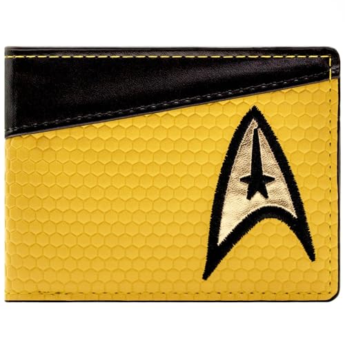 USS Starfleet Emblem Final Frontier Command Uniform Billetera/Cartera Bi-Fold Bolsillo para Monedas & Tarjetero, Amarillo