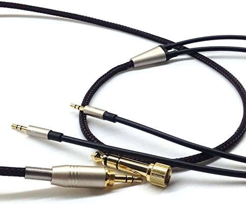 KetDirect Replacement Cable For Hifiman HE400S / HE-400I / HE560 / HE-350 / HE1000 / HE1000 V2 headphone 3.5mm male & 6.35mm adapter to 2x 2.5mm Jack Male Audio HIFI cord Black 1.5m/4.5ft