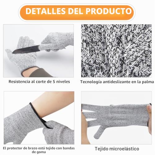 Miniatura 3 de 2 Pares Guantes Anticortes Para Niños Nivel Guante Resistente A Cortes Guantes De Cocina Seguridad Nivel 5 Protección Guantes De Protección Y Anticorte Guantes De Malla Para Carnicero Xs