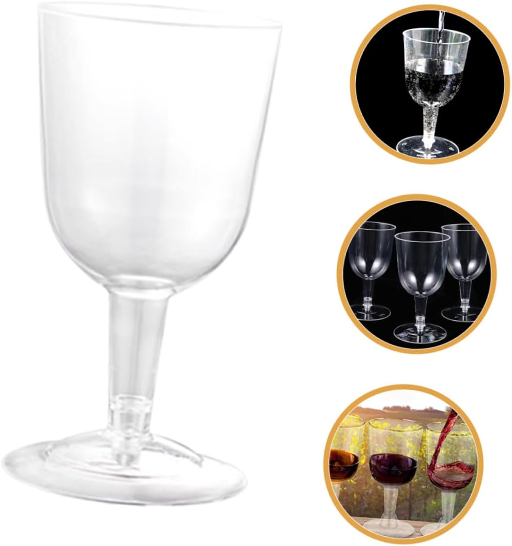 48Pcs Clear Plastic Wine Cups with Detachable Bottom Reusable Party Goblets for Weddings Bars and Festivals Drinkware for Cocktails Whiskey Juice