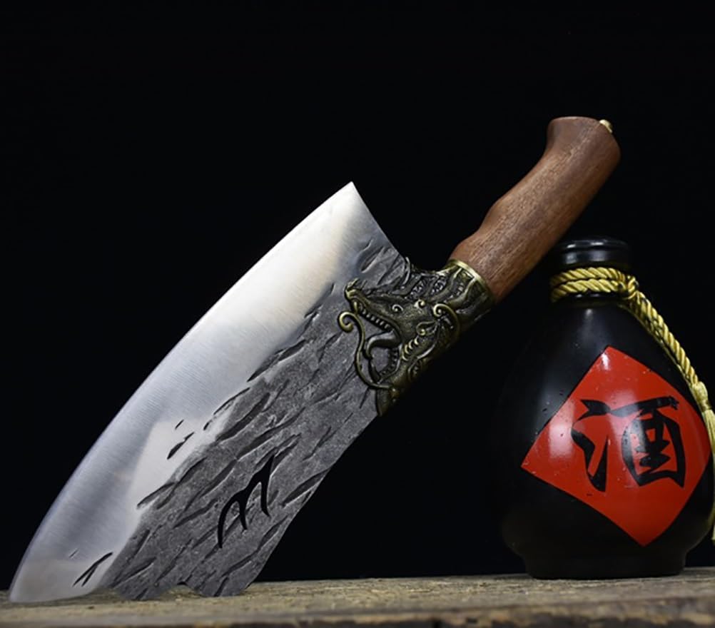 Meat Cleaver,Cleaver Knife 8.5 Inch Longquan Kitchen Knives Butcher Cleaver Chopper Slicing Handmade Forged Knife For Cutting Vegetables Meat Cooking Tools (Color : Slicing Knife-A)