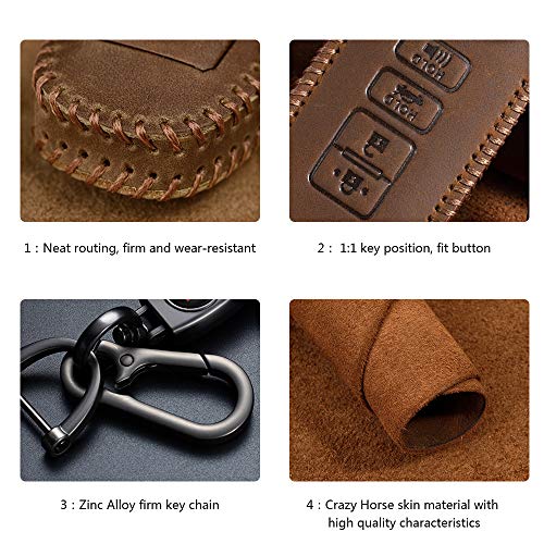 Car Key Fob Cover Rings Holder For Cadillac Ats Cts Dts Xts Escalade With Genuine Leather Protector Keychain Key Case Anti-Dust Full Protection Car Accessoryies,C-Brown #TOP5