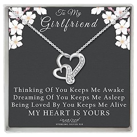 Inspired By My Girls Sterling Silver Hearts Necklace Anniversary Birthday Gift For Girlfriend Adjustable 22" Chain Keepsake Card Gift For Her Cover