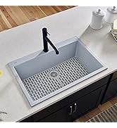 Ruvati 33 x 22 inch Drop-in Topmount Granite Composite Kitchen Sink Single Bowl - Silver Gray - R...