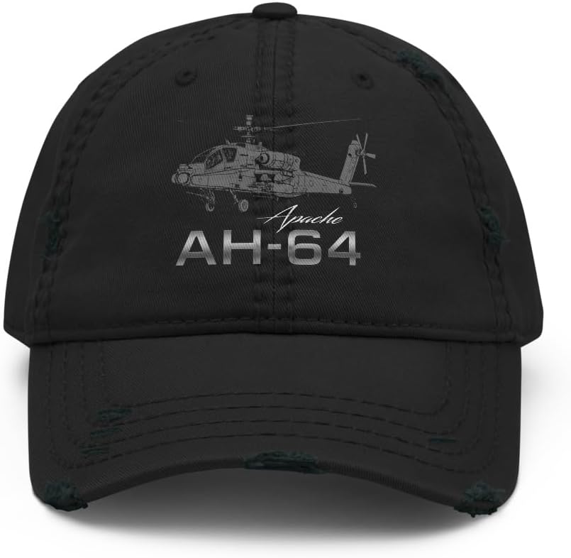 Apache AH-64 Distressed Dad Hat – Vintage Combat Helicopter Cap for Aviation Buffs