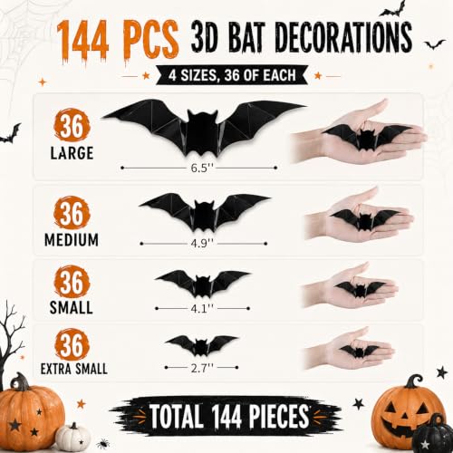 Oeyliz Bats Halloween Decorations Halloween Bats Wall Decor Sticker - image 5